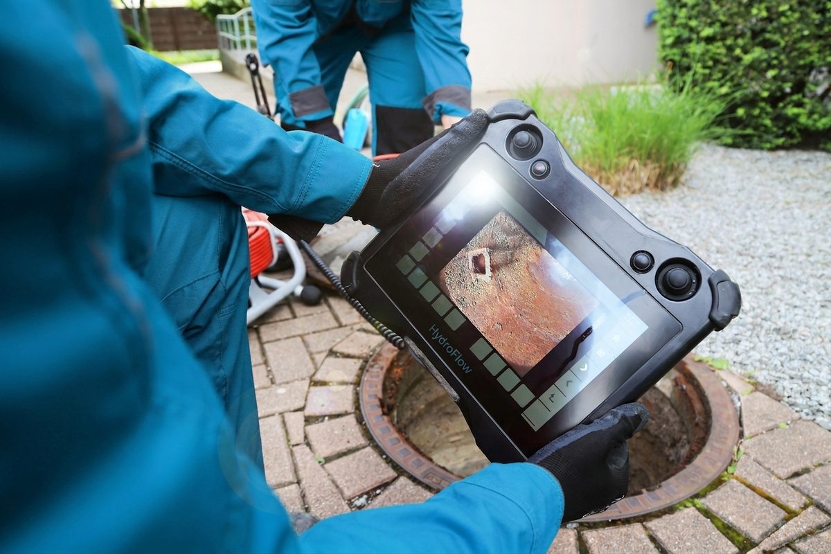 CCTV camera inspection of a drain on a HydroFlow screen